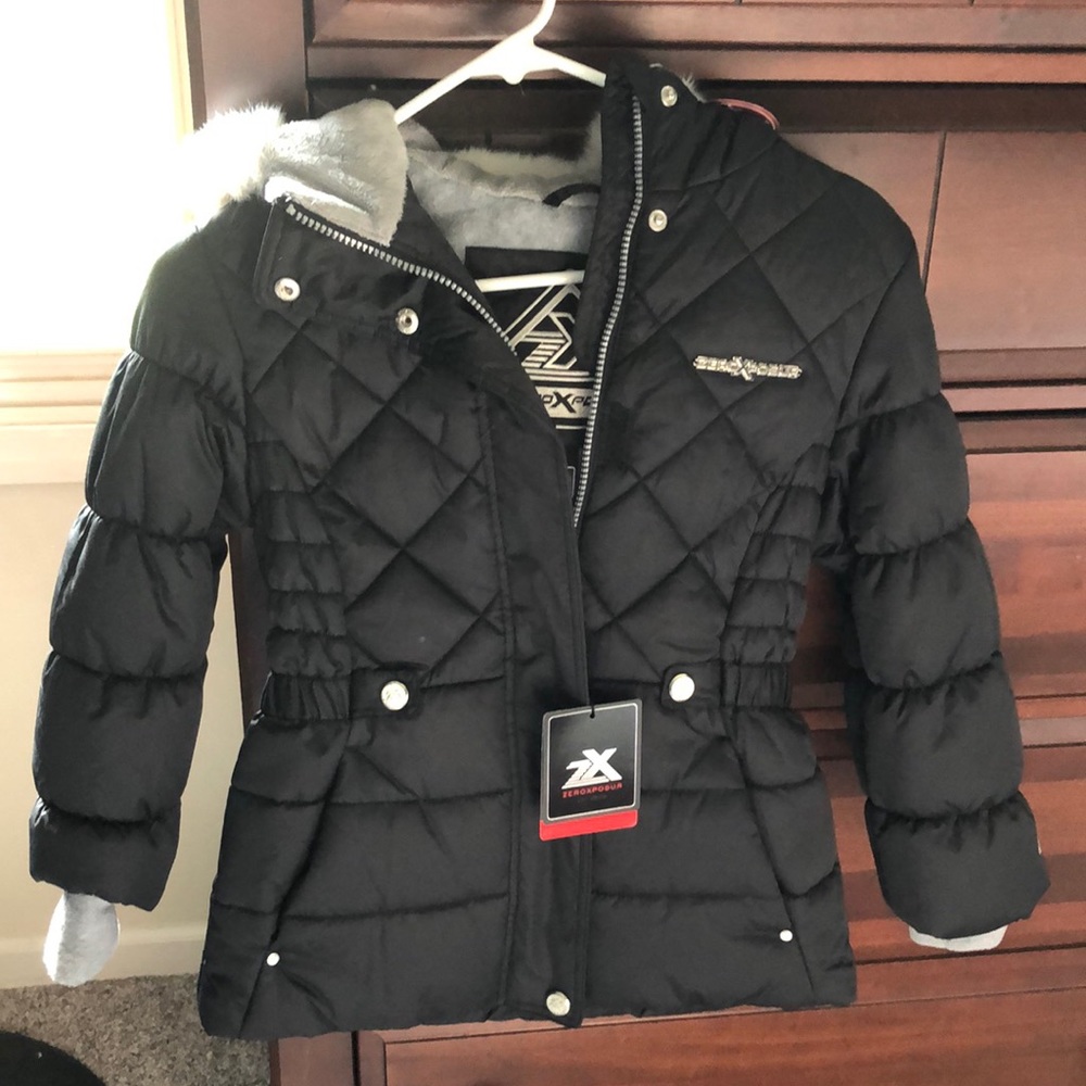 Girls black and grey winter jacket size 7/8